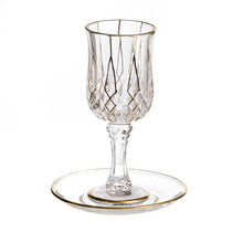 KIDDUSH CUP GLASS GOLD PAINTED W/TRAY