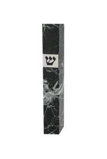 MEZUZAH CASE BLK MARBLE SIL PLAQUE