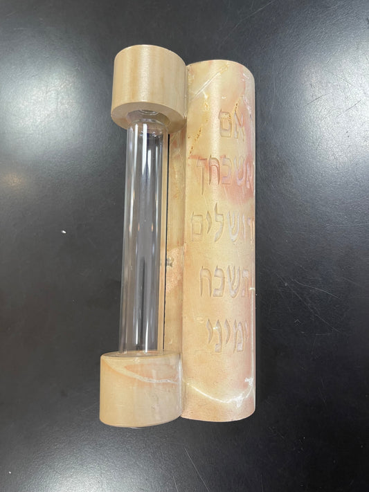 MEZUZAH CASE STONE W/GLASS VIAL