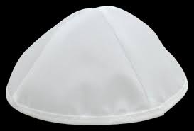 YARMULKA SATIN WHITE/BLK