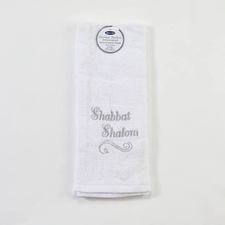 TOWEL SHABBAT SHALOM W/SILVER