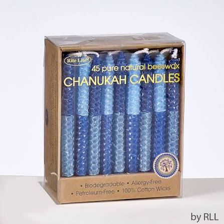 CANDLES CHANUKAH BEESWAX NATURAL BLUE