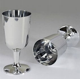WINE CUP PLASTIC SILVER W/STEM