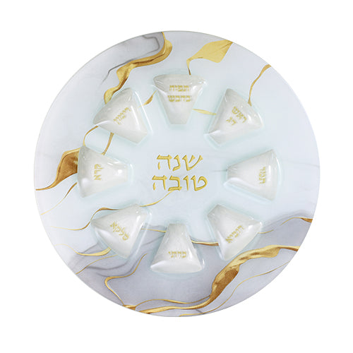 SIMANIM ROSH HASHANA SEDER PLATE GLASS