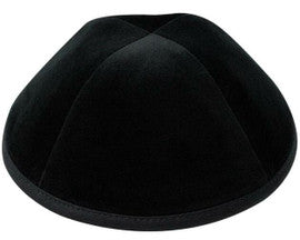 YARMULKA VELVET W/RIM BLACK KETER